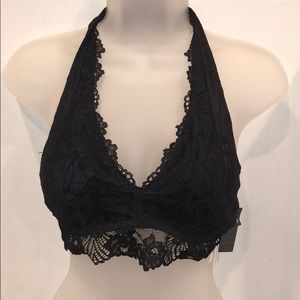 A& F NWT Black Lace Halter Bralette